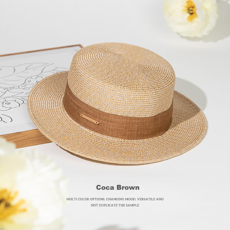 FANCET Flat Top Straw Hat Women Summer Sun Hat UV Protection Beach Sun Hat Straw...