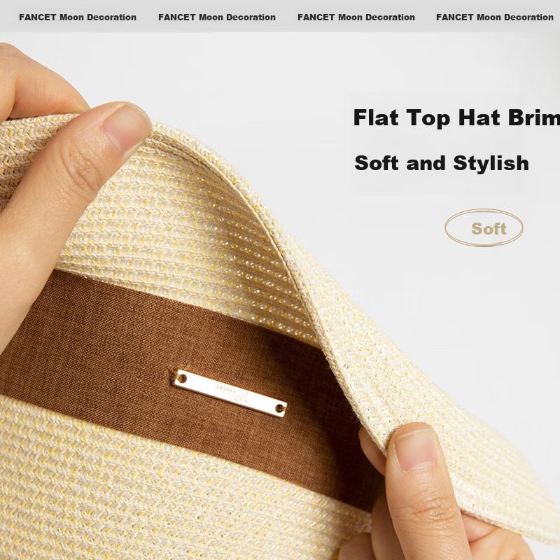 FANCET Flat Top Straw Hat Women Summer Sun Hat UV Protection Beach Sun Hat Straw...