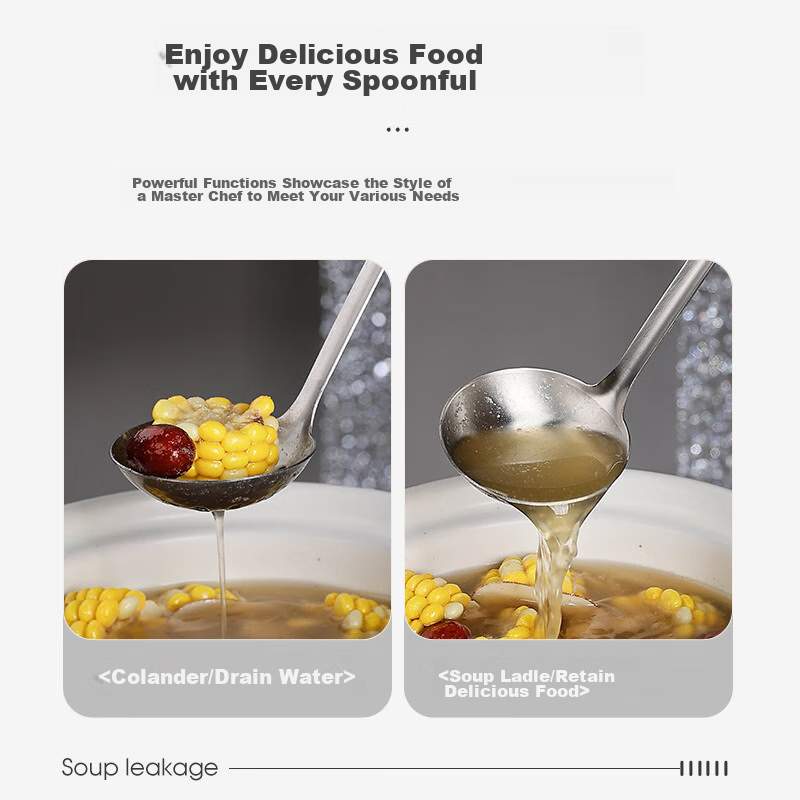 Guangyi 304 Stainless Steel Soup Ladle And Strainer Set, Thickened Stainless Ste...