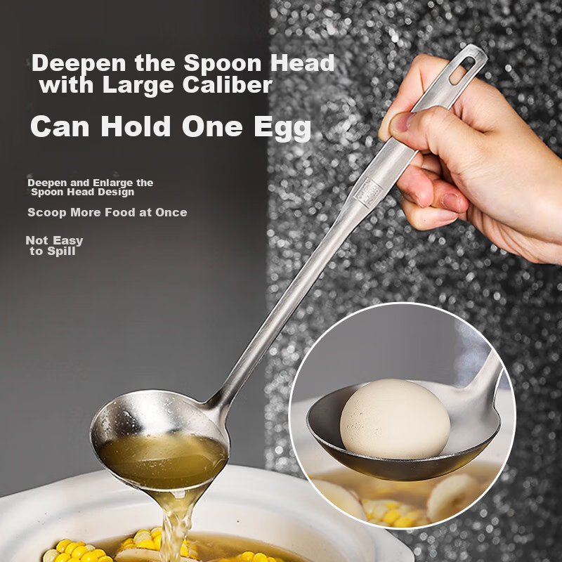 Guangyi 304 Stainless Steel Soup Ladle And Strainer Set, Thickened Stainless Ste...