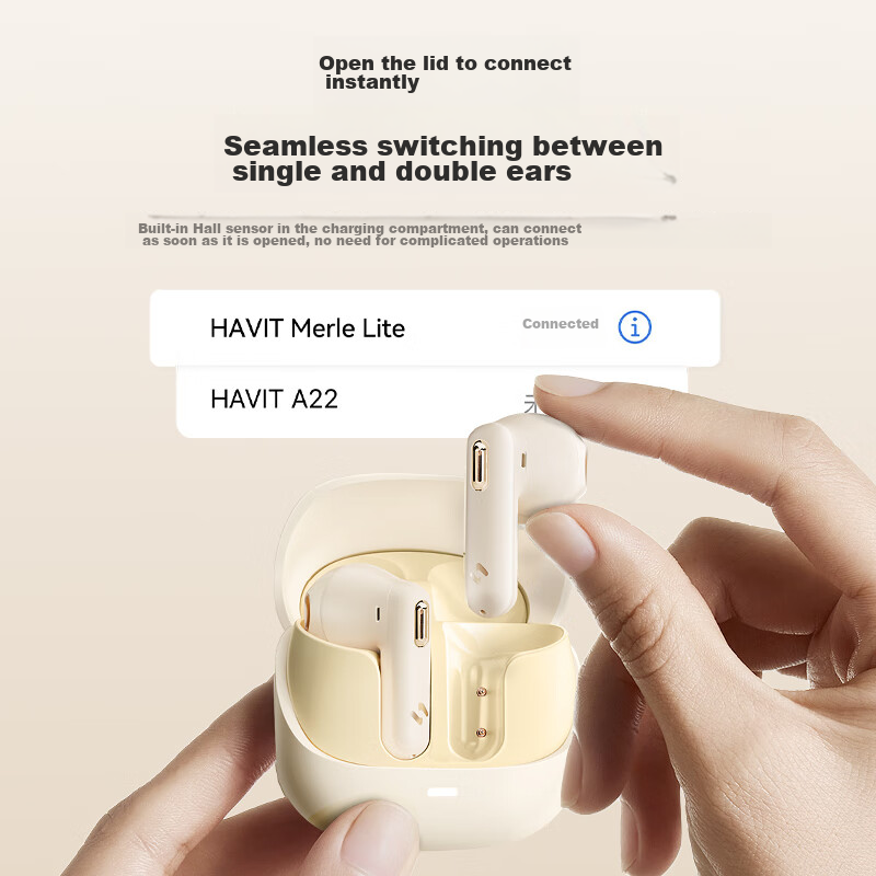 HAVIT True Wireless Semi In-Ear Bluetooth Headphones for Music, Gaming, Sports,...