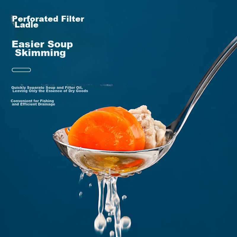 Guangyi 304 Stainless Steel Hot Pot Ladle, Soup Ladle And Strainer, Two-Piece Se...