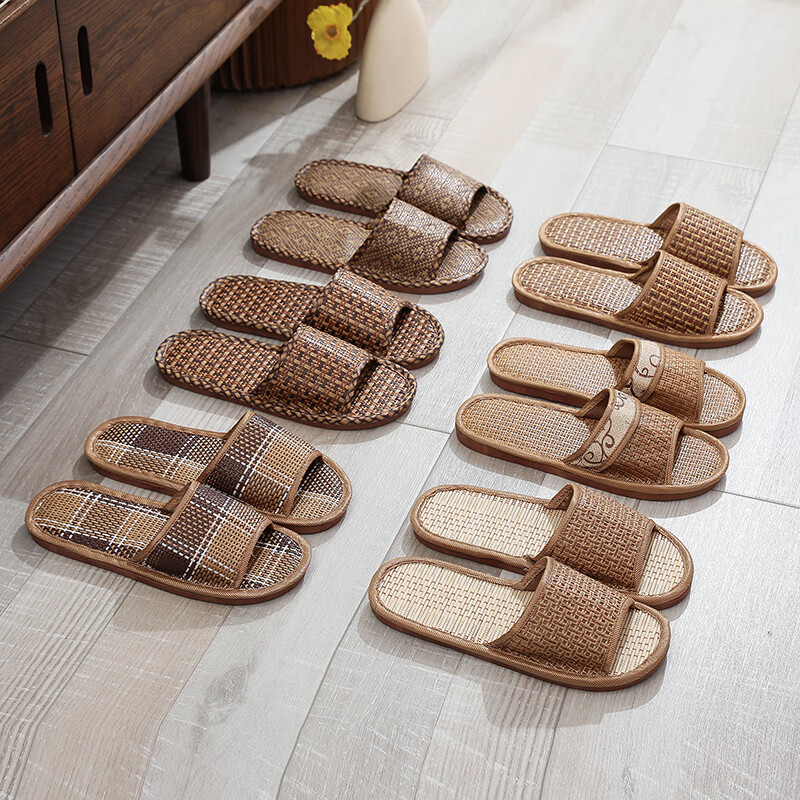 Guoluofei Rattan Woven Sandals for Men And Women, Summer Grass Woven Bamboo Floo...