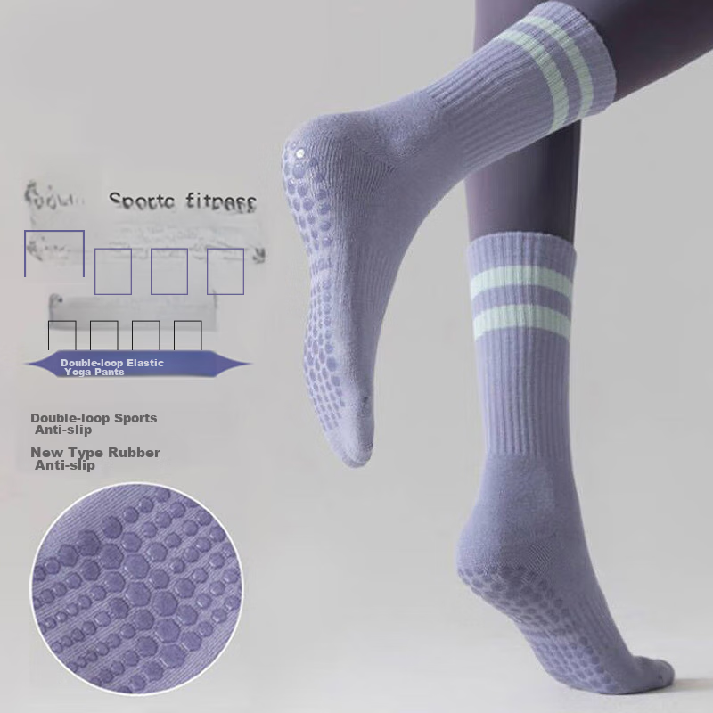 Duweike Professional Yoga Socks, Non-Slip, Women's Cotton Mid-Calf Socks, Pilate...