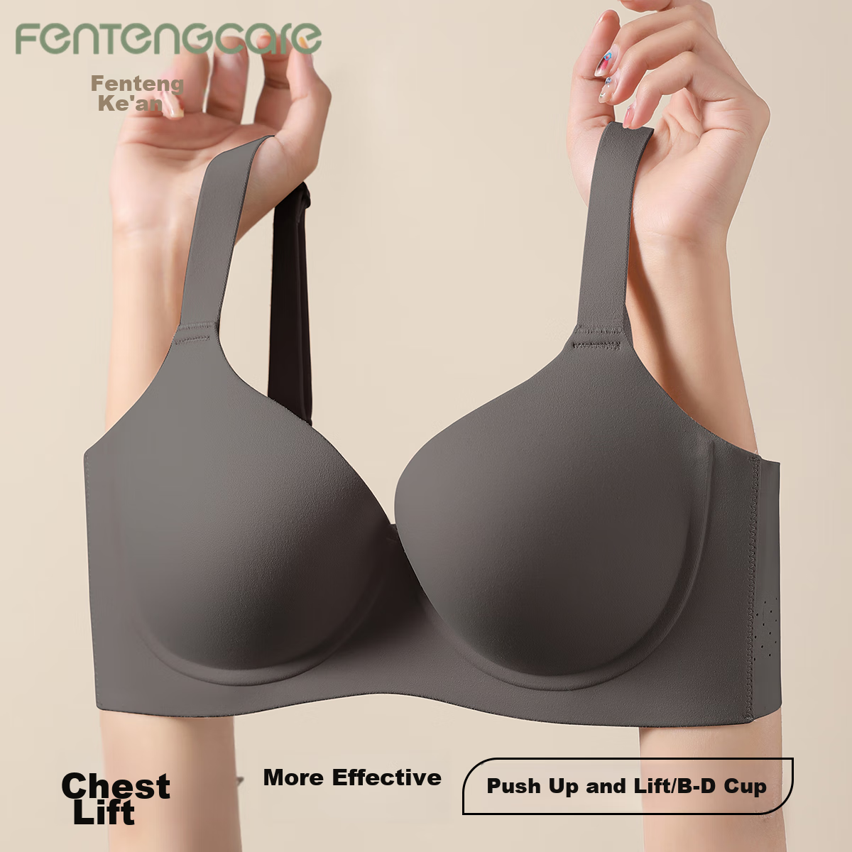 Fentengcare Large Size Thin Seamless Lift-Up Anti-Sagging Side Support Bra, Soft...