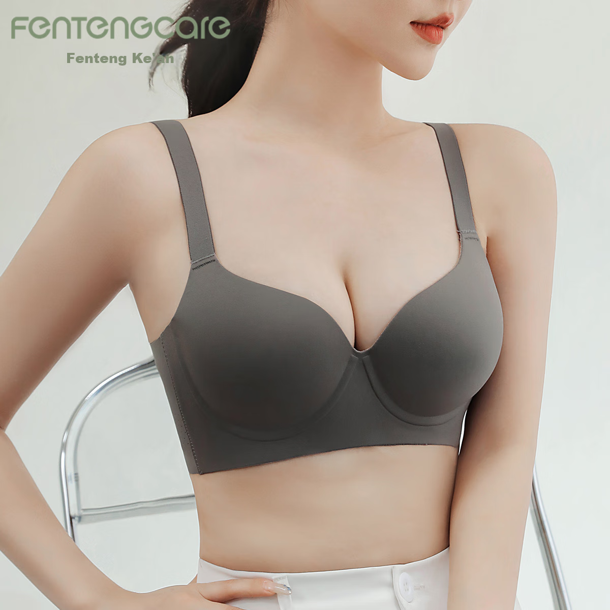 Fentengcare Large Size Thin Seamless Lift-Up Anti-Sagging Side Support Bra, Soft...