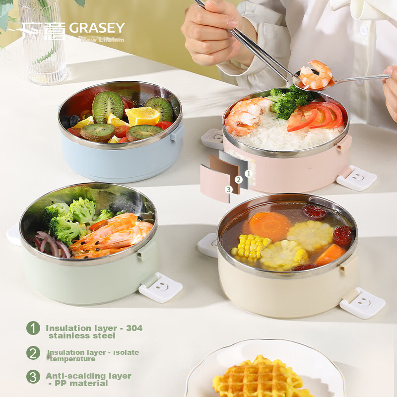 Guangyi 304 Stainless Steel, Four-Layer Insulated Lunch Box, Multi-Layer Combina...