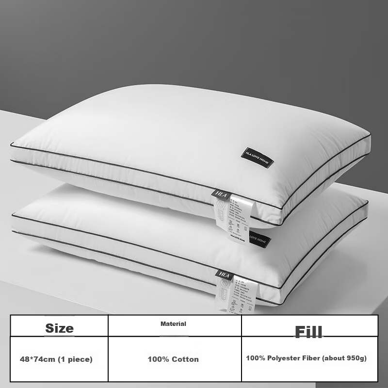 HLA (Hailanzhi Jia) Pure Cotton Pillow, Five-Star Hotel, Washable, White, Three-...