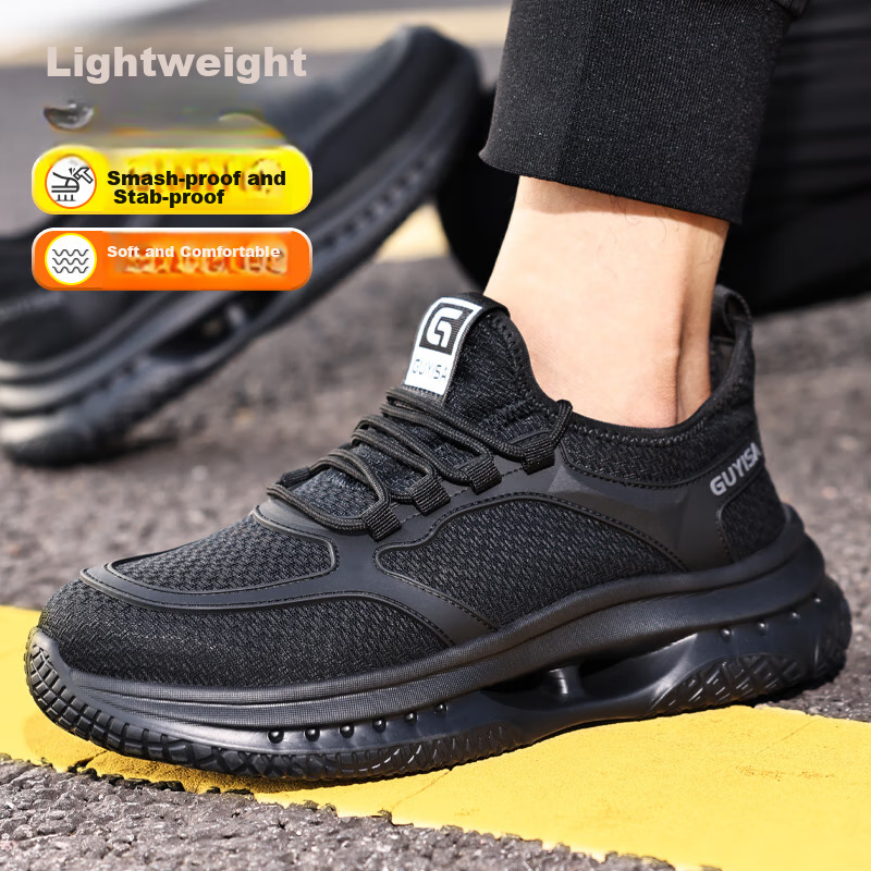 GUYISA Safety Shoes for Men, Summer Breathable Steel Toe Cap, Anti-Smashing, Ant...