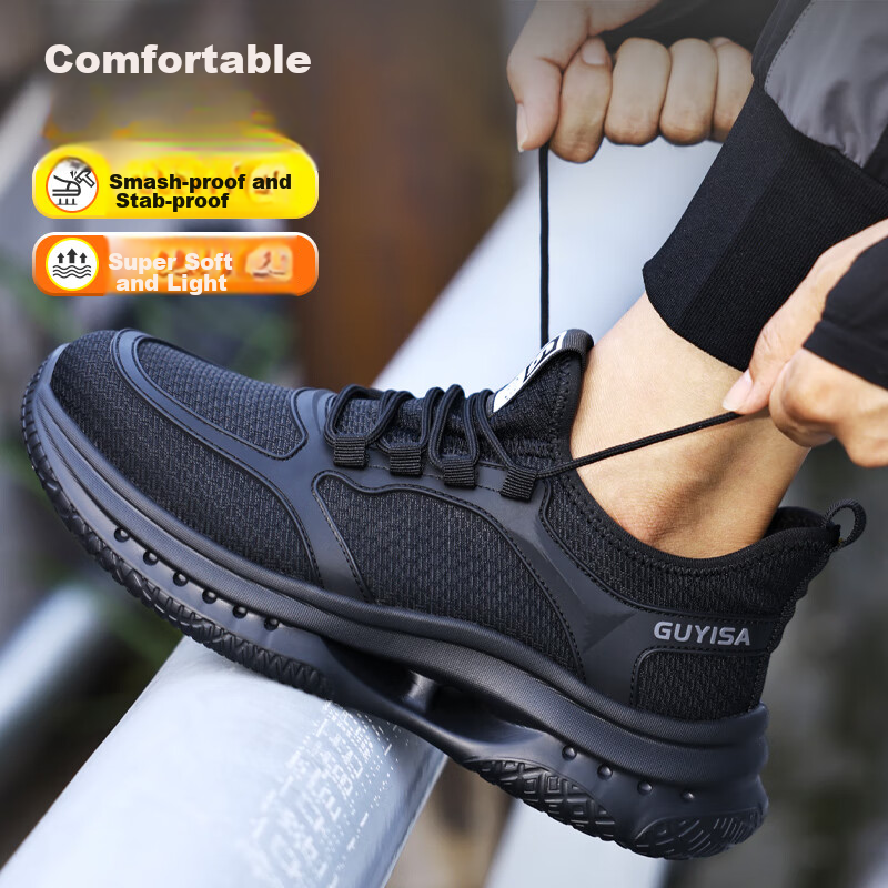 GUYISA Safety Shoes for Men, Summer Breathable Steel Toe Cap, Anti-Smashing, Ant...