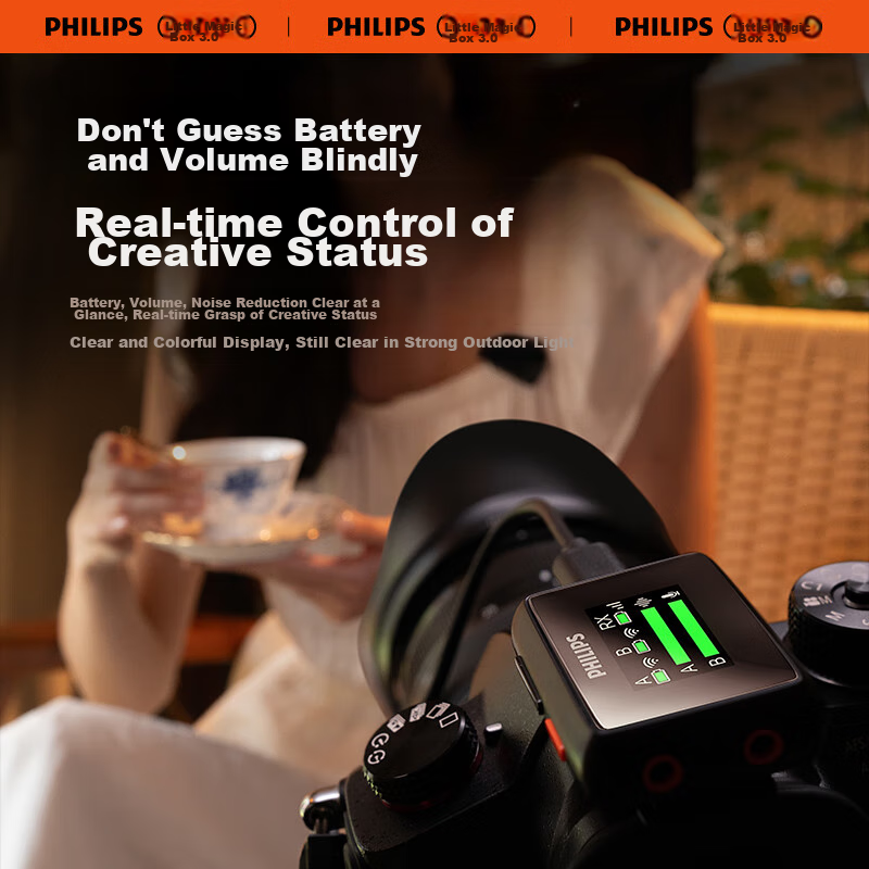 Philips Lavalier Microphone, Dual Wireless Vlog Short Video Lavalier, Live Strea...