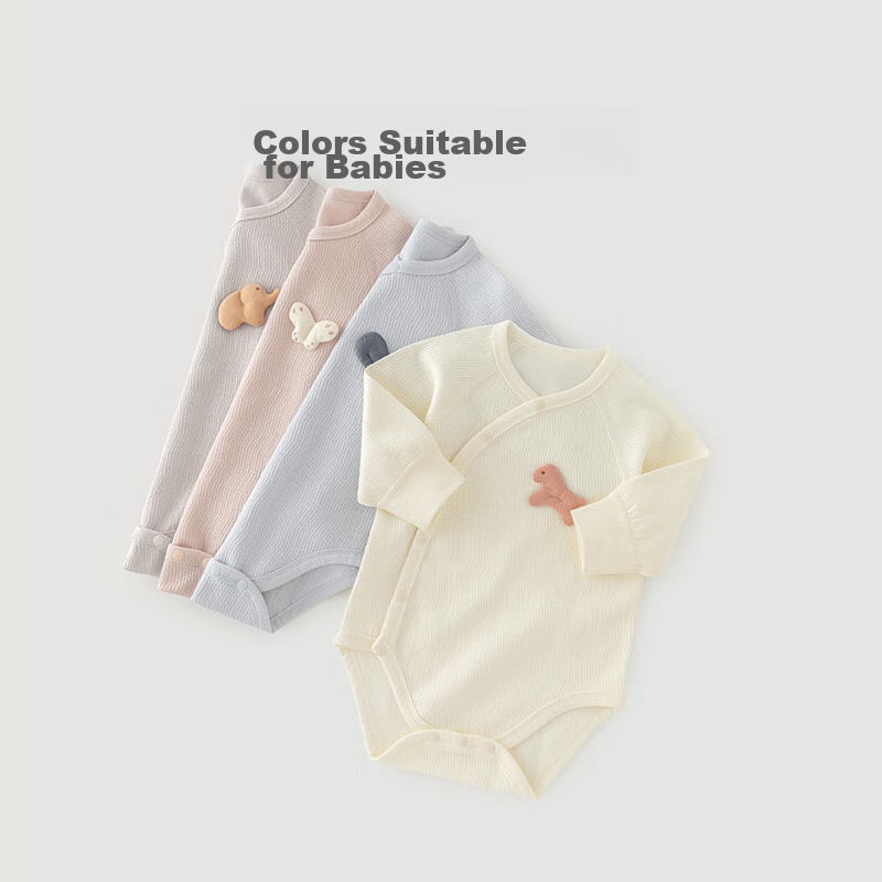 Guaiqi Xiong Baby Romper, Long-Sleeve Pure Cotton Onesie, Cute Triangular Bodysu...