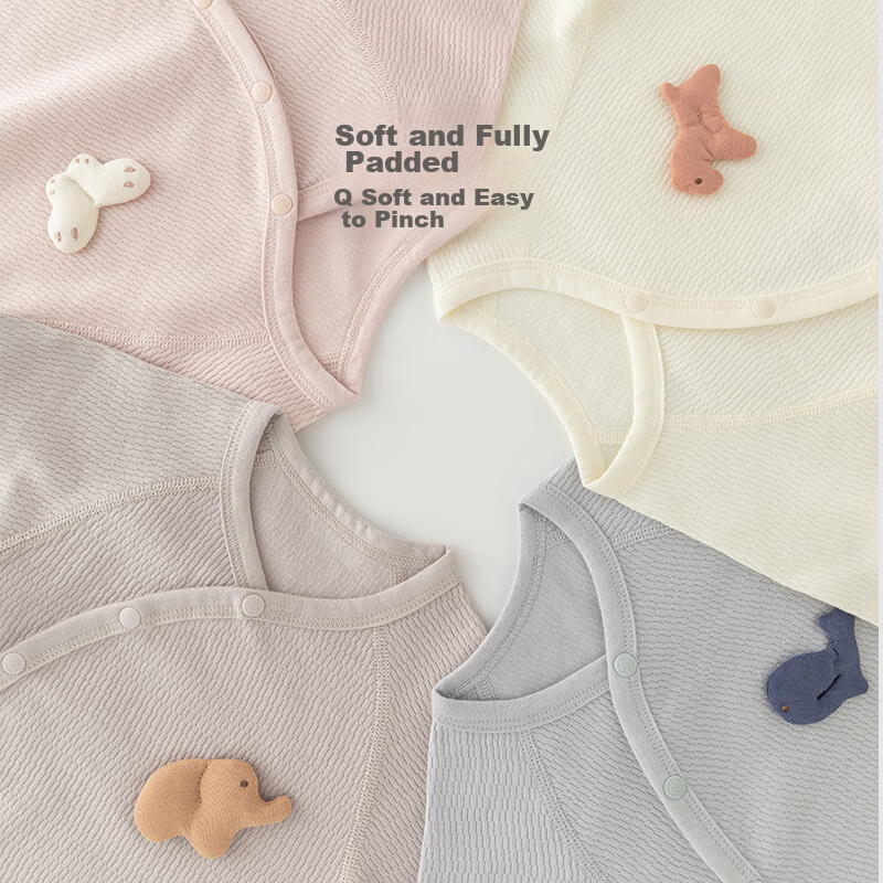 Guaiqi Xiong Baby Romper, Long-Sleeve Pure Cotton Onesie, Cute Triangular Bodysu...