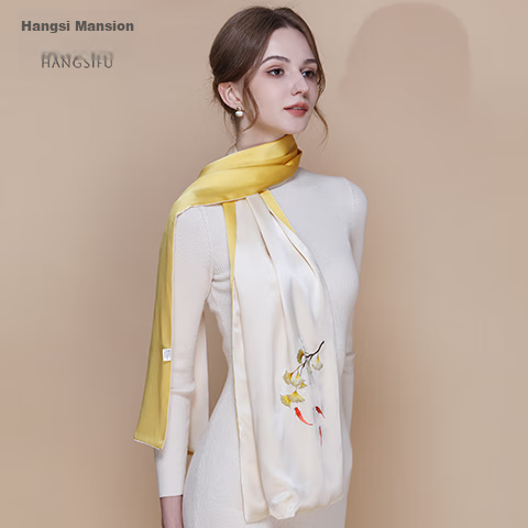 Hangsifu Suzhou Embroidery Silk Scarf, Bookmark, Pen Silk Scarf Gift Box, Shawl,...