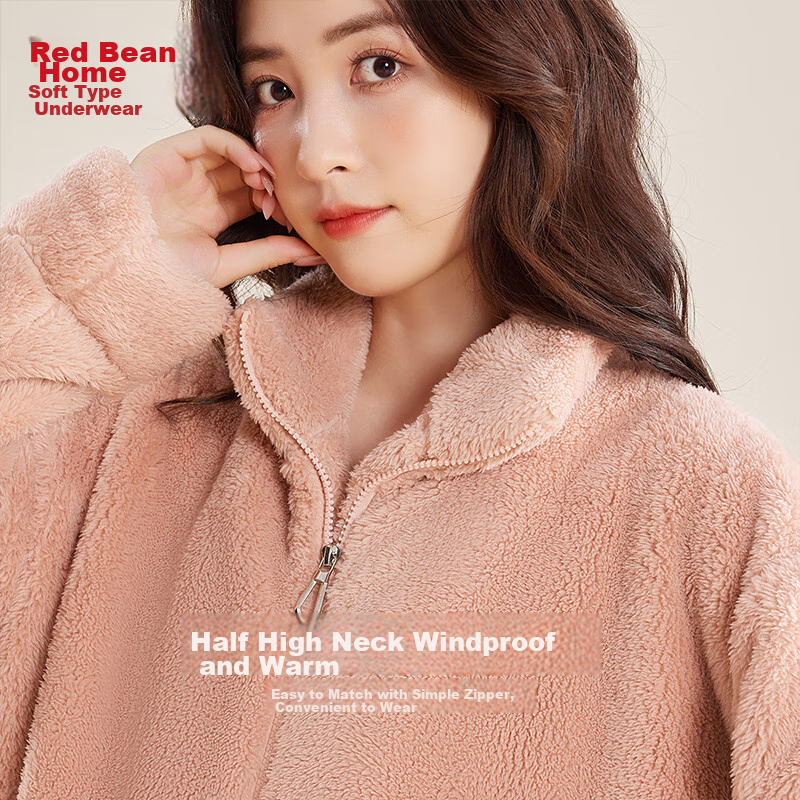 Hongdou Home Sleepwear for Women, Autumn And Winter Flannel Ladies' Loungewear,...