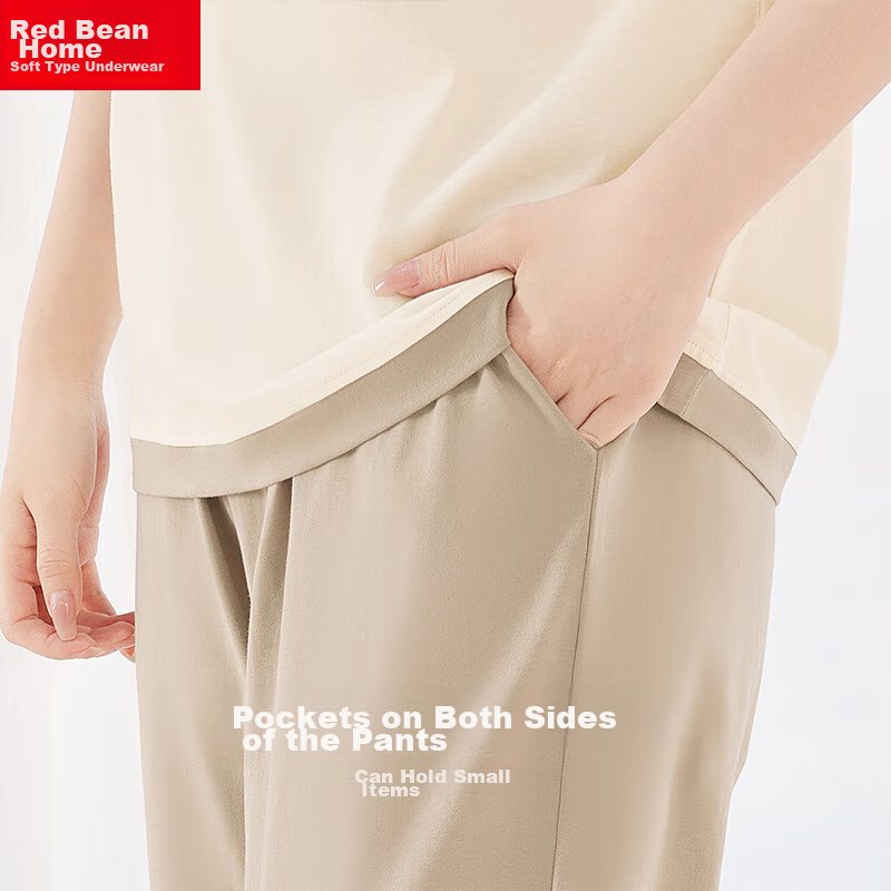 Hongdou Home Sleepwear for Women, Summer Pure Cotton Three-Quarter Length Sweet...