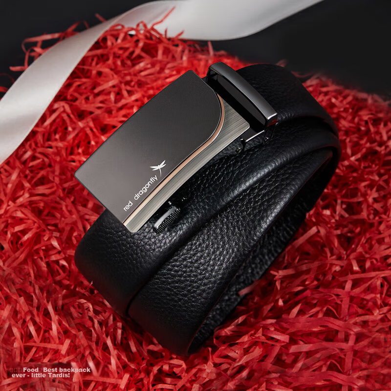 Red Dragonfly Top-Grain Leather Men's Belt, Waist Belt, Birthday Gift for Boyfri...