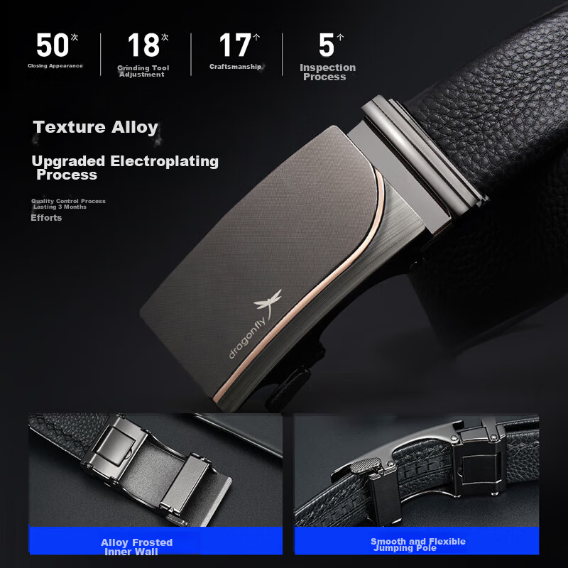 Red Dragonfly Top-Grain Leather Men's Belt, Waist Belt, Birthday Gift for Boyfri...