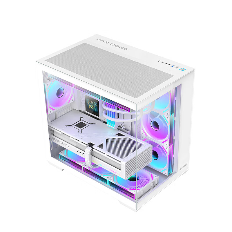 Huntkey S980Evo Tornado War God White Panoramic Sea View Room Chassis (Snap-on Q...