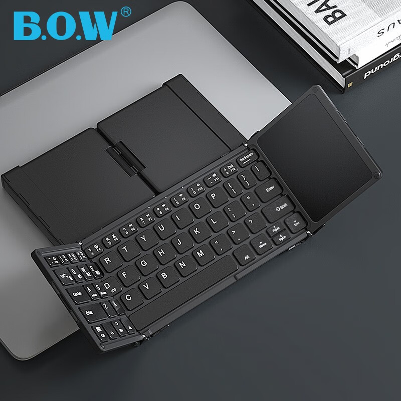 B.O.W Hangshi HB318 Ultra-Thin Foldable Wireless Bluetooth Keyboard, Compatible...