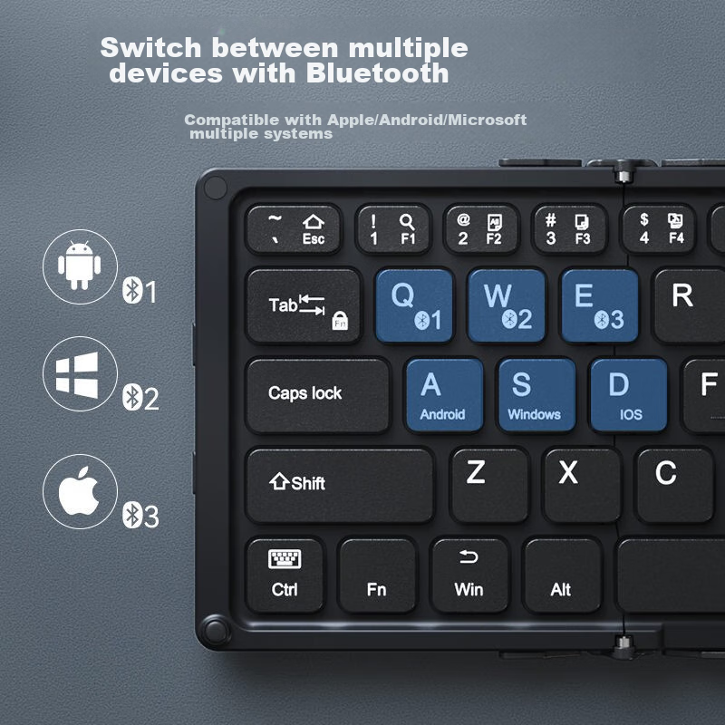 B.O.W Hangshi HB318 Ultra-Thin Foldable Wireless Bluetooth Keyboard, Compatible...