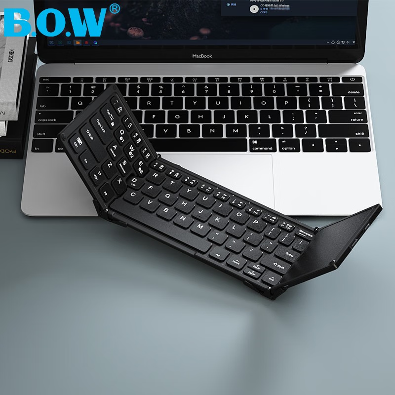 B.O.W Hangshi HB318 Ultra-Thin Foldable Wireless Bluetooth Keyboard, Compatible...