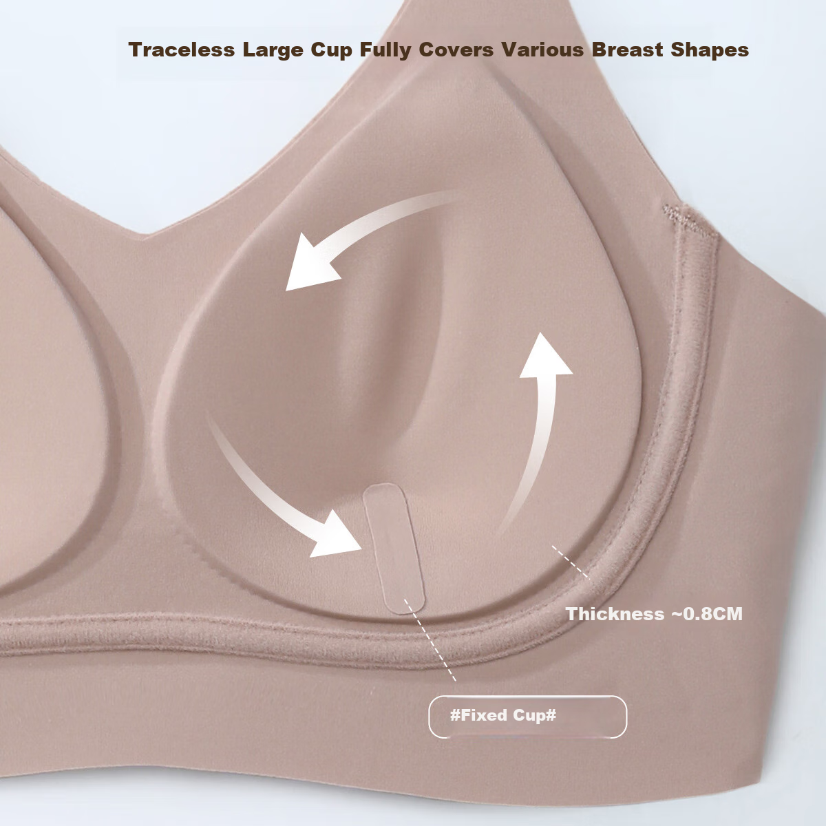 Fenteng Women's Soft Support Seamless Wire-Free Push-Up Bra with Large Cup Size,...