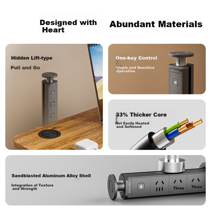 PHILIPS Height Adjustable Socket/Concealed/Embedded/Multi-functional Table Hole...