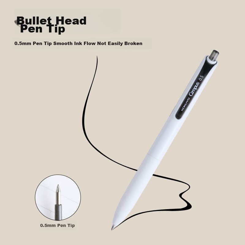 KOKUYO Campus Retractable Gel Pen for Exams And Quick-Drying 0.5mm Signature Pen...