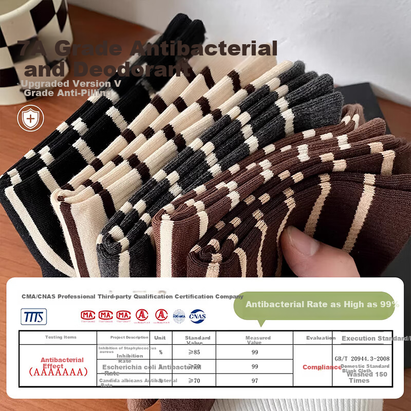 GUJIN (GUJIN) 5 Pairs Women's Mid-Calf Socks Autumn Winter Striped Cotton Long T...