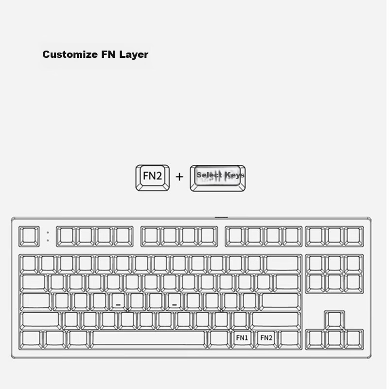 FL·ESPORTS MK870 Wired Single-Mode Mechanical Keyboard Obsidian-White Cyan Smoke...