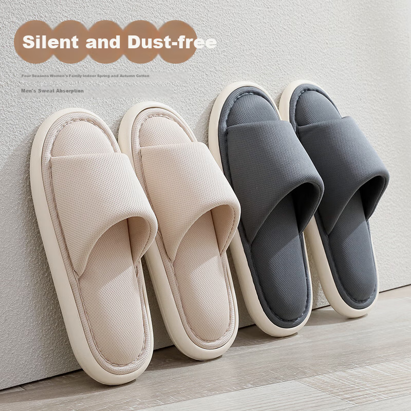 Golofei Japanese-style Linen Open-toe Slippers for Men and Women Indoor Home Woo...