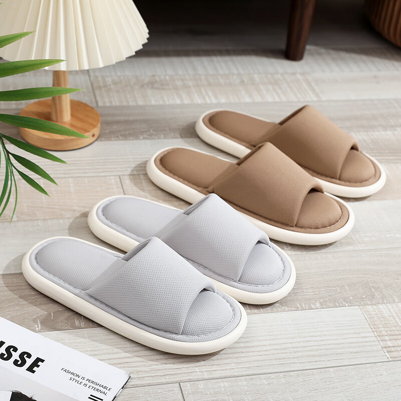 Golofei Japanese-style Linen Open-toe Slippers for Men and Women Indoor Home Woo...