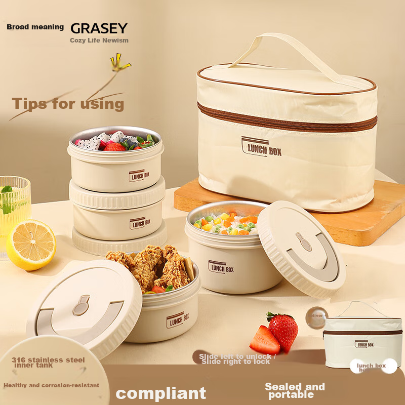 Guangyi Insulated Lunch Box, 316 Stainless Steel, Large Capacity for Office Work...