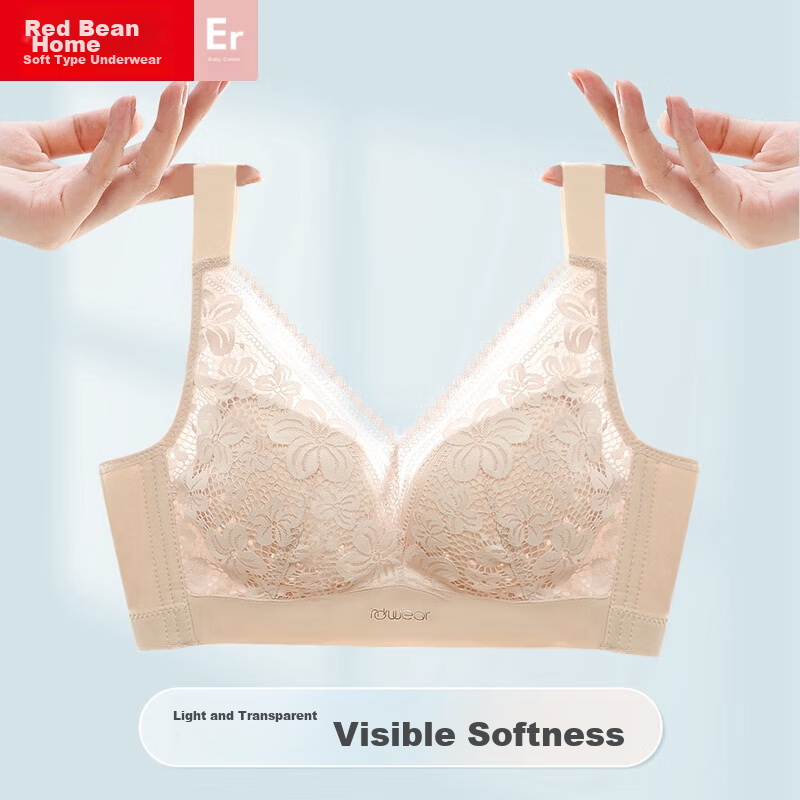 Hongdou Home Wireless Bra, Sexy Lace Mesh, Push-Up, Perforated Cups, Breathable...