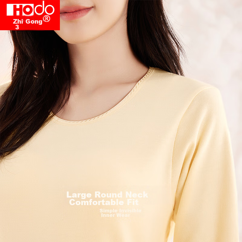Hongdou Women's Autumn Underwear Set, Pure Cotton, Round Neck, Thin, Base Layer,...