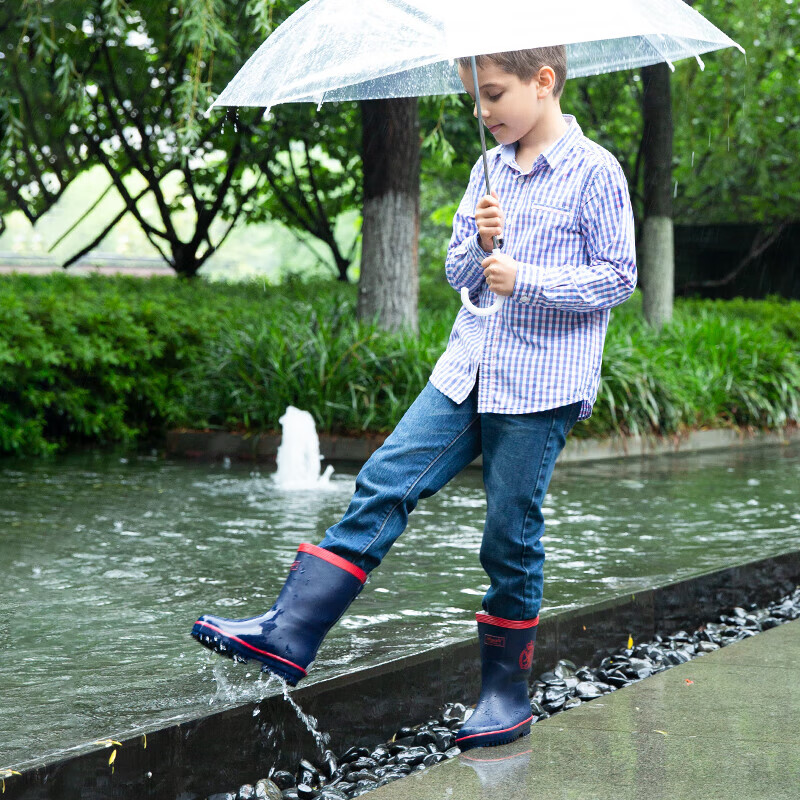 Jolly Walk Children's Rubber Anti-Slip Rain Shoes JW201 Deep Blue Red 240mm