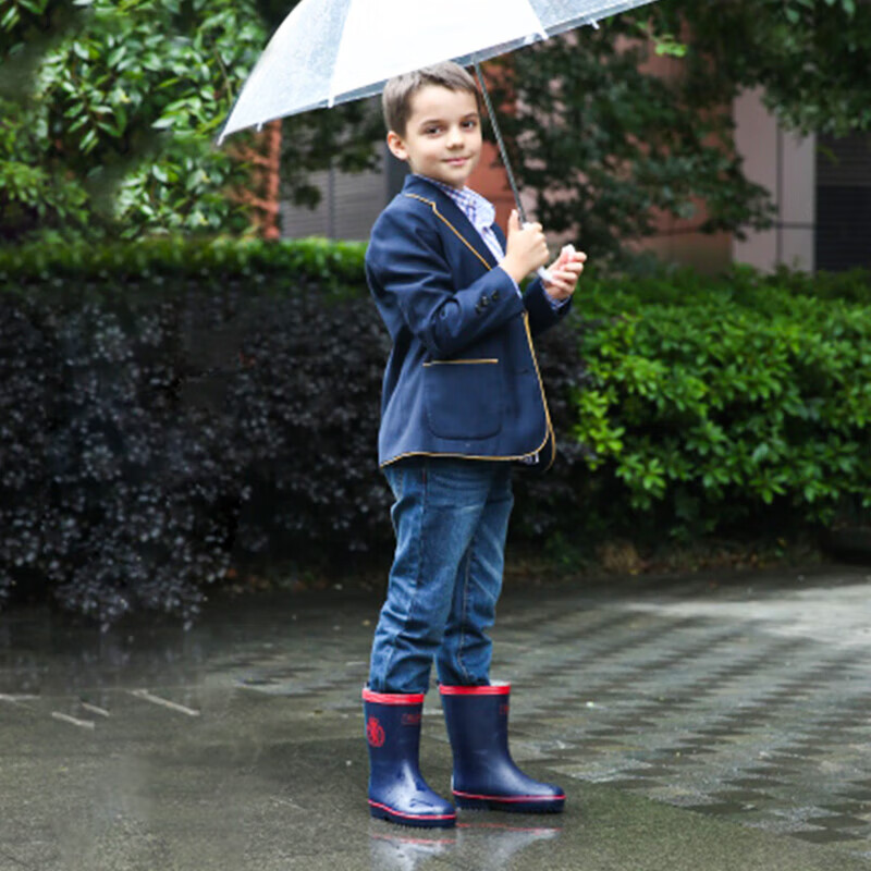 Jolly Walk Children's Rubber Anti-Slip Rain Shoes JW201 Deep Blue Red 240mm