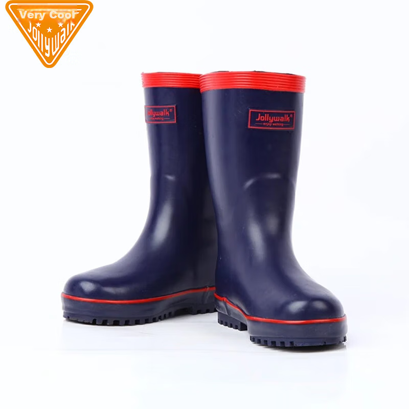 Jolly Walk Children's Rubber Anti-Slip Rain Shoes JW201 Deep Blue Red 240mm