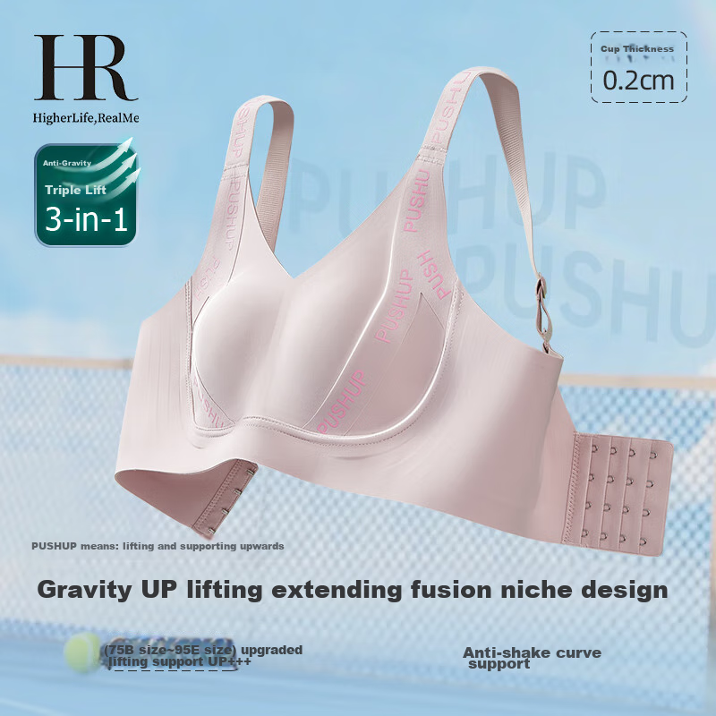 Helena (HR) Rabbit Ear Cup Bra for Women, Large Bust Minimizer, Wireless Semi-Li...