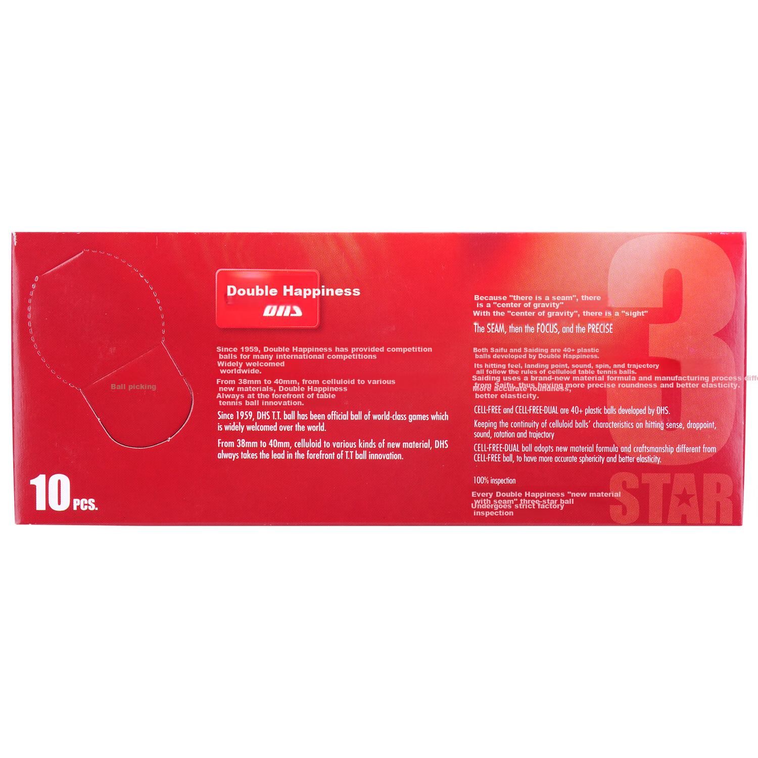 DHS 3-Star Table Tennis Balls, ABS New Material 40+, Professional Competition Ba...