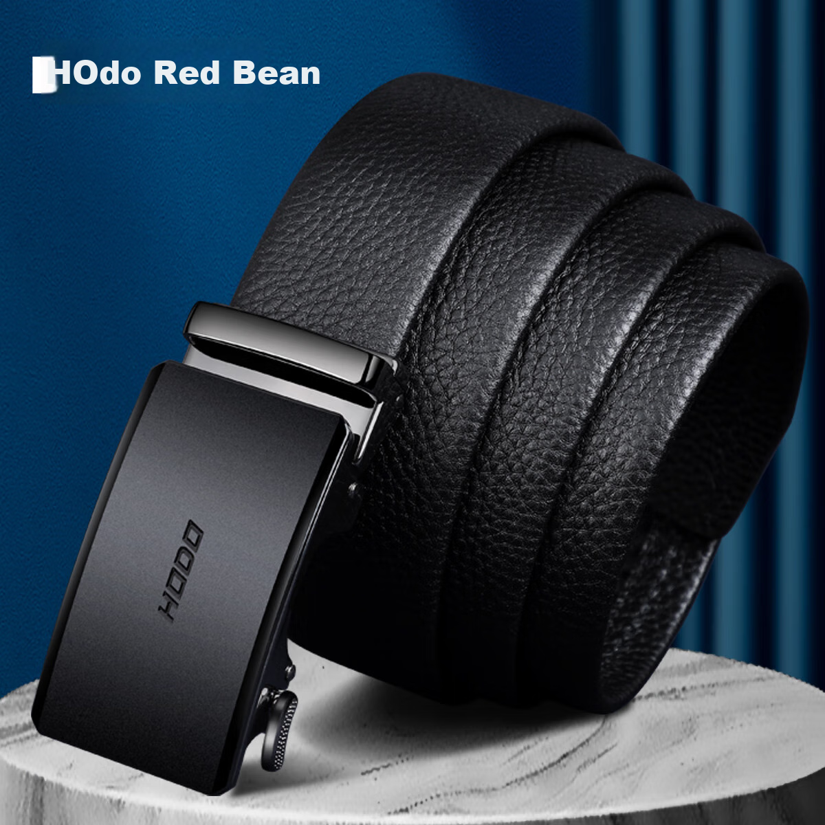 Red Bean Men's Business Deep Carved Automatic Buckle Top Layer Cowhide Casual Be...