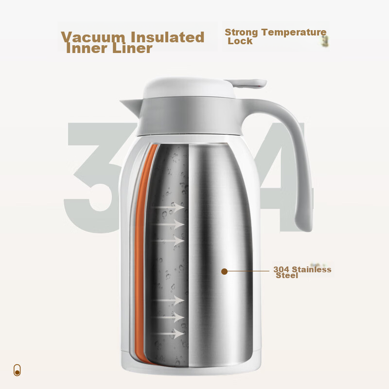 Fuguang Insulated Bottle, 2.2L Large Capacity, 304 Stainless Steel Thermos, Hous...