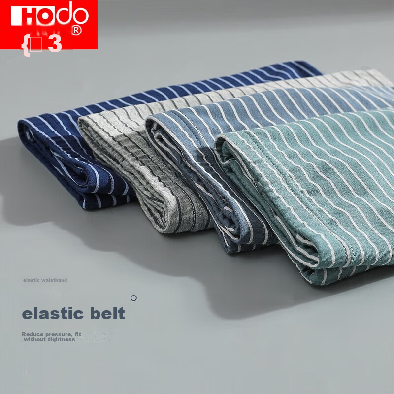 Hongdou Men's Underwear, Pure Cotton, Printed Mid-Rise Men's Briefs, 4-Pack, Com...