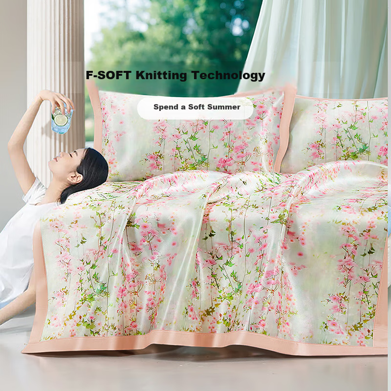 FUANNA Yayun A Class Washable Cool Feeling Printed Mat Single Person Two-piece S...