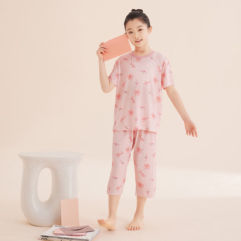 Red Bean Children's Pajamas Yukesi 5A Antibacterial Short Sleeve Seven-point Pan...