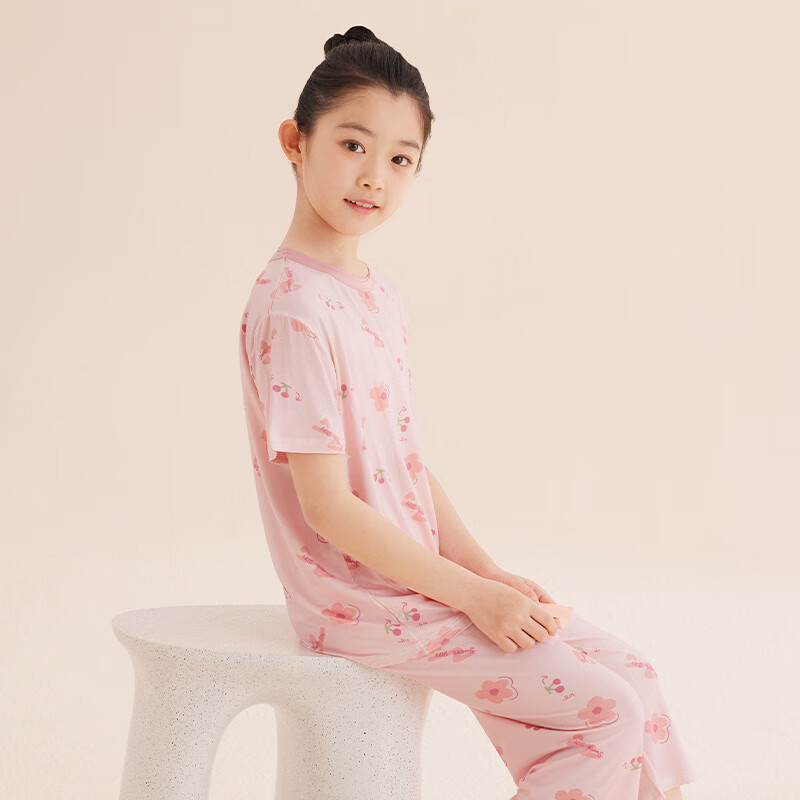 Red Bean Children's Pajamas Yukesi 5A Antibacterial Short Sleeve Seven-point Pan...