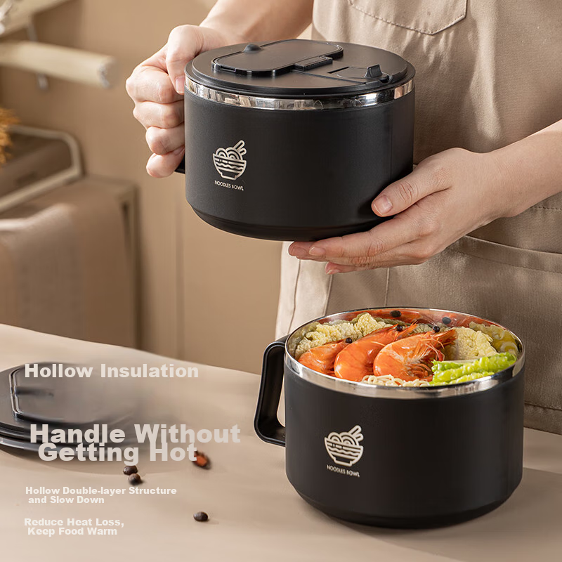 Guangyi 304 Stainless Steel Ramen Bowl, Large Capacity Small Size Lunch Box for...