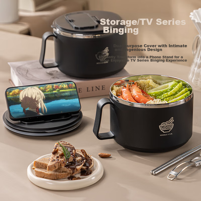 Guangyi 304 Stainless Steel Ramen Bowl, Large Capacity Small Size Lunch Box for...