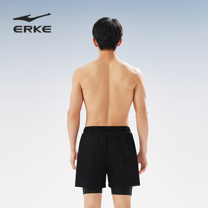 ERKE Men's Double-Layer Anti-Embarrassment Loose-Fit Quick-Dry Swim Trunks Beach...